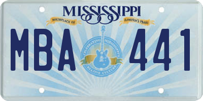 MS license plate MBA441