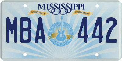 MS license plate MBA442