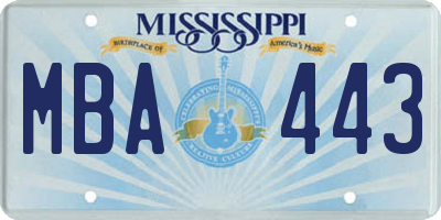 MS license plate MBA443