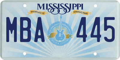 MS license plate MBA445