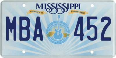 MS license plate MBA452
