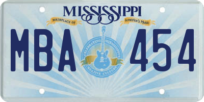 MS license plate MBA454