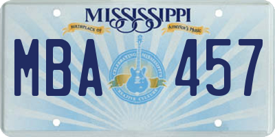 MS license plate MBA457