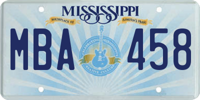 MS license plate MBA458