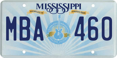 MS license plate MBA460