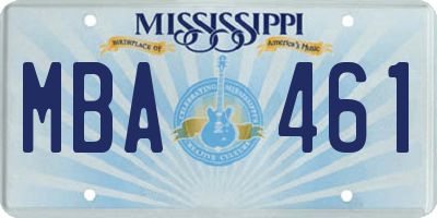 MS license plate MBA461