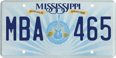 MS license plate MBA465
