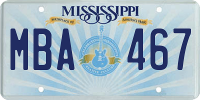 MS license plate MBA467