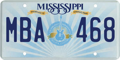 MS license plate MBA468