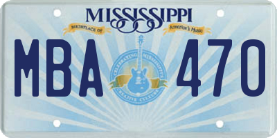 MS license plate MBA470
