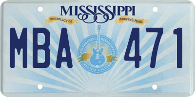 MS license plate MBA471