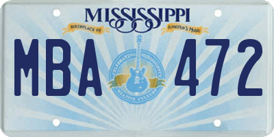 MS license plate MBA472