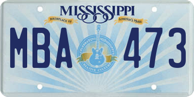 MS license plate MBA473