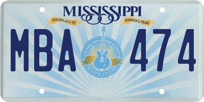 MS license plate MBA474