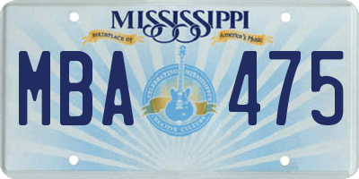 MS license plate MBA475