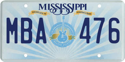 MS license plate MBA476