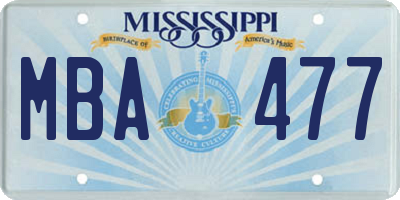 MS license plate MBA477