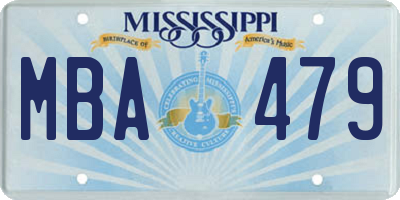 MS license plate MBA479