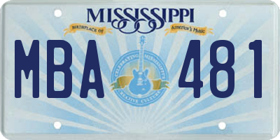 MS license plate MBA481
