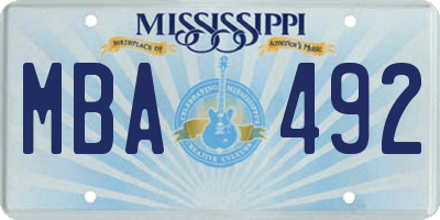 MS license plate MBA492