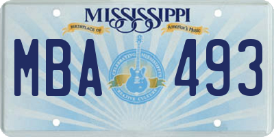 MS license plate MBA493