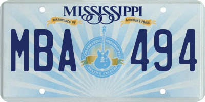 MS license plate MBA494