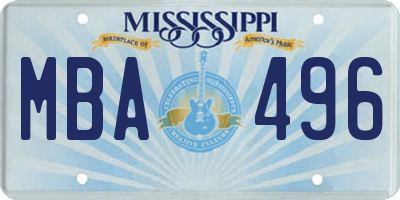 MS license plate MBA496