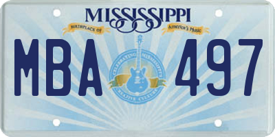 MS license plate MBA497