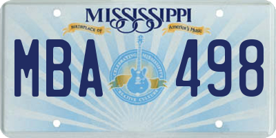 MS license plate MBA498