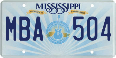 MS license plate MBA504