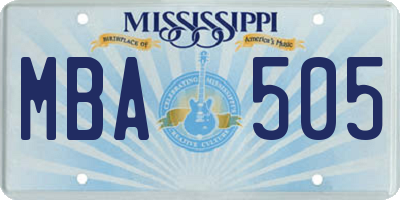 MS license plate MBA505