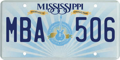 MS license plate MBA506