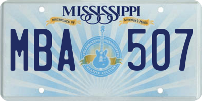 MS license plate MBA507