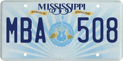 MS license plate MBA508