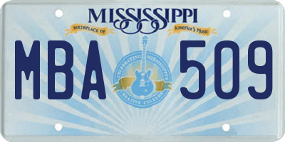 MS license plate MBA509