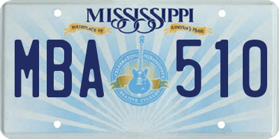 MS license plate MBA510