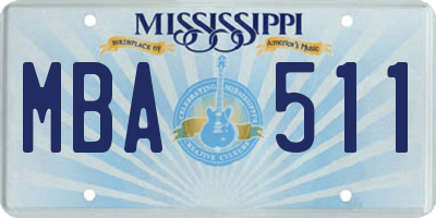 MS license plate MBA511