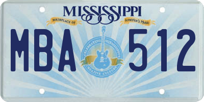 MS license plate MBA512