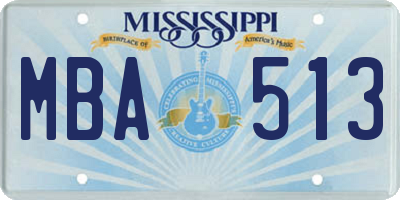 MS license plate MBA513