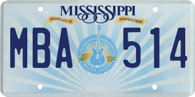 MS license plate MBA514