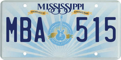 MS license plate MBA515