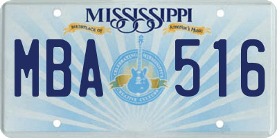 MS license plate MBA516