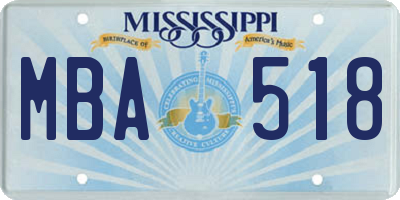 MS license plate MBA518