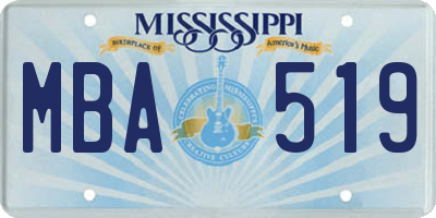 MS license plate MBA519