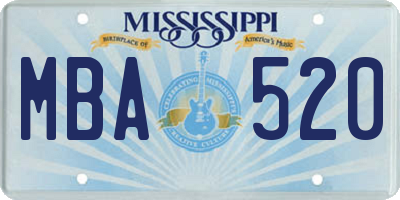 MS license plate MBA520