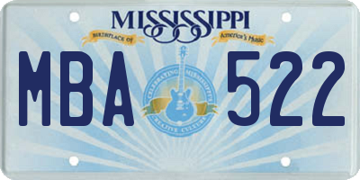 MS license plate MBA522