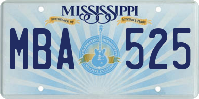 MS license plate MBA525