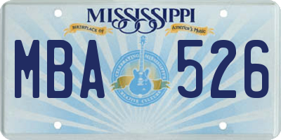 MS license plate MBA526