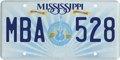 MS license plate MBA528