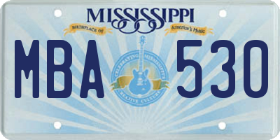 MS license plate MBA530